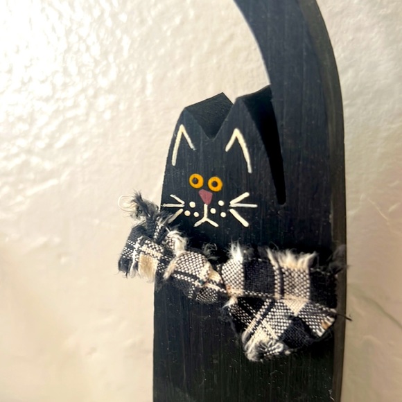 Witch & Black Cat Wood Statuettes Rustic Autumn Home Décor Tender Heart Treasure - Picture 7 of 9